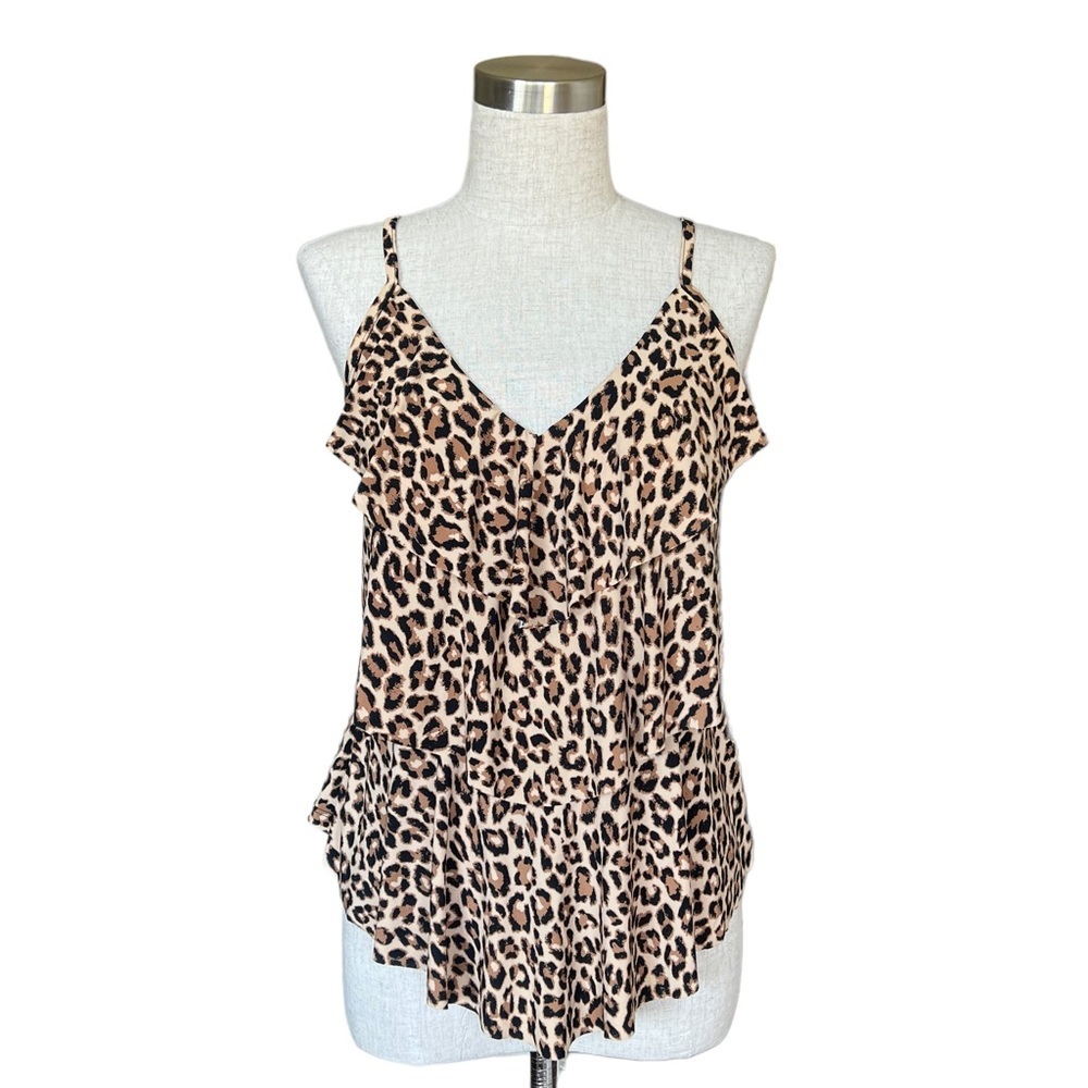 NWT Aqua Green Leopard Ruffle Tankini Top